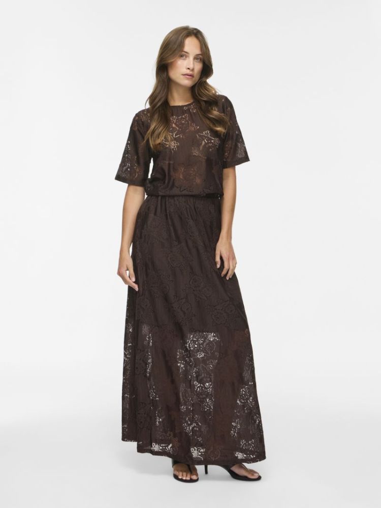 VIMAVEN LACE MAXI SKIRT 196326 Coffee B