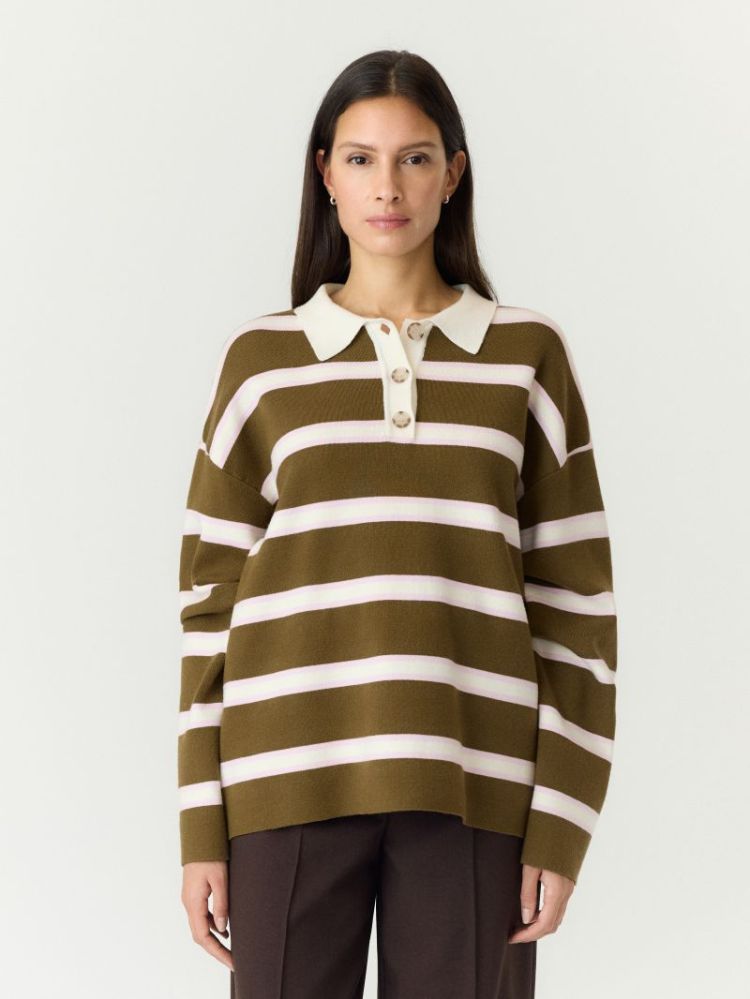 YASISABELL LS POLO KNIT PULLOV 224298001 Fir G