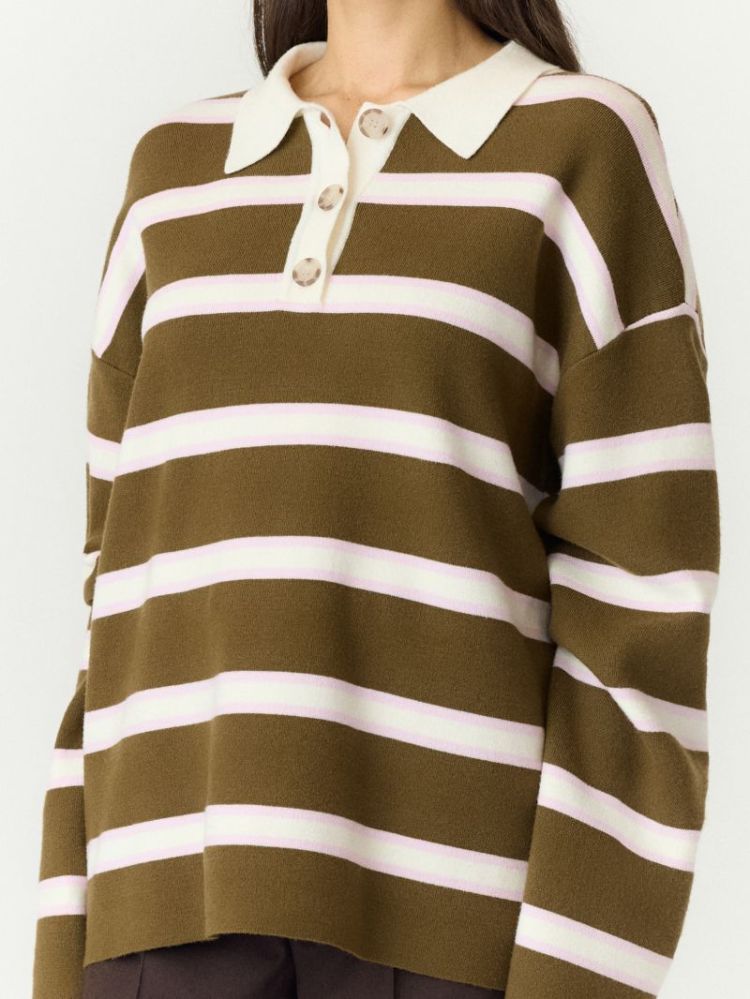 YASISABELL LS POLO KNIT PULLOV 224298001 Fir G
