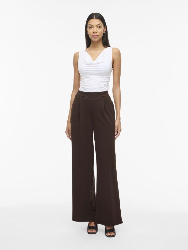 VIBENNE HW WIDE PLEAT JRS PANT 196326 Coffee B