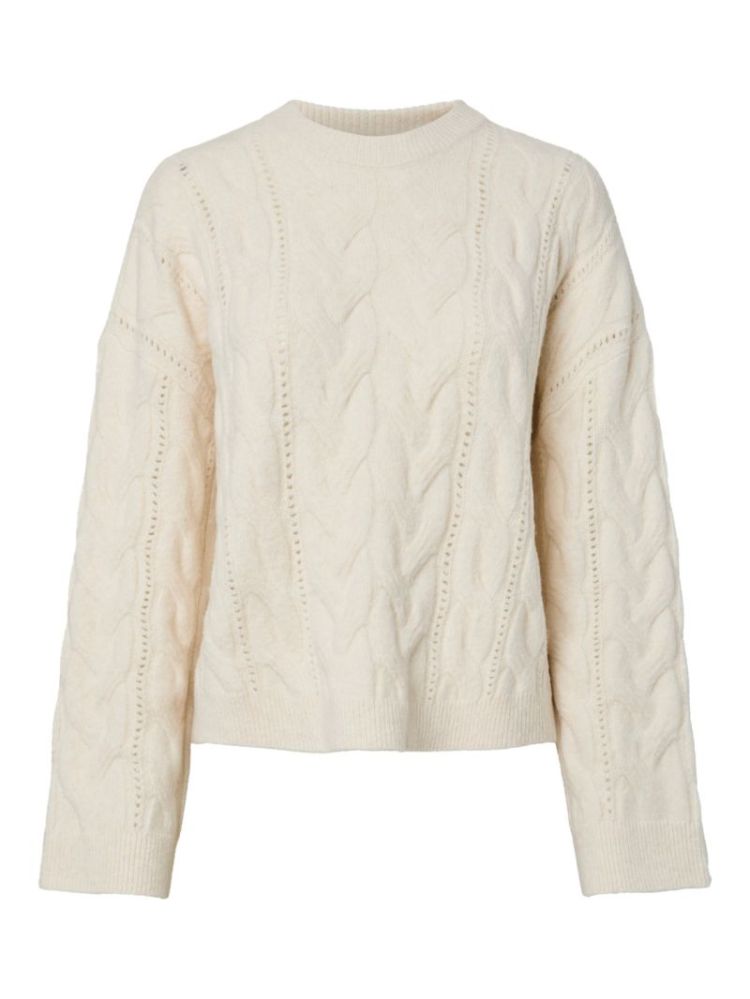 PCKATHY LS O-NECK CABLE KNIT N 245215001 Birch