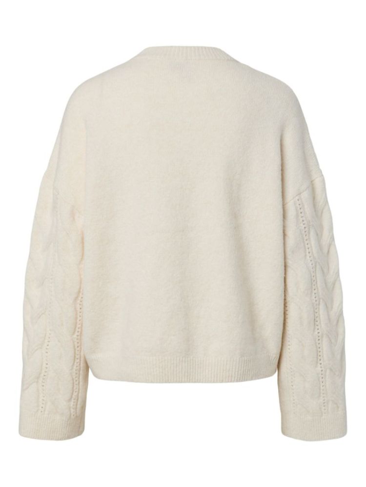 PCKATHY LS O-NECK CABLE KNIT N 245215001 Birch