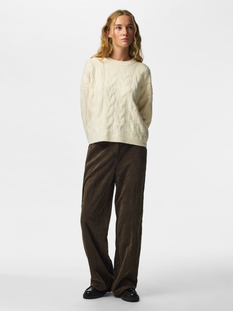 PCKATHY LS O-NECK CABLE KNIT N 245215001 Birch