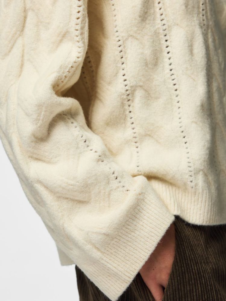 PCKATHY LS O-NECK CABLE KNIT N 245215001 Birch