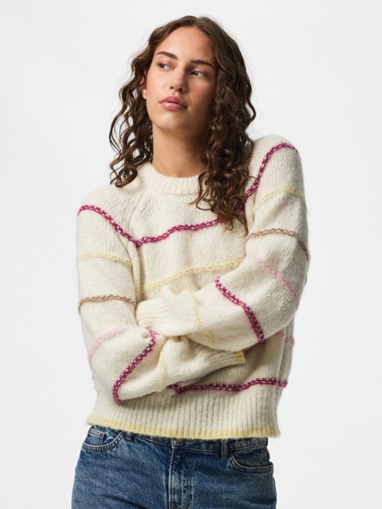 PCNELIA LS O-NECK KNIT NOOS BC 245215012 Birch