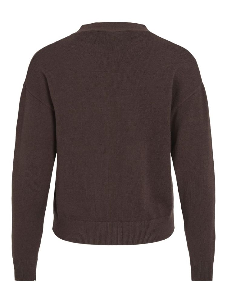 VIRIL V-NECK KNIT CARDIGAN - N 196326 Coffee B