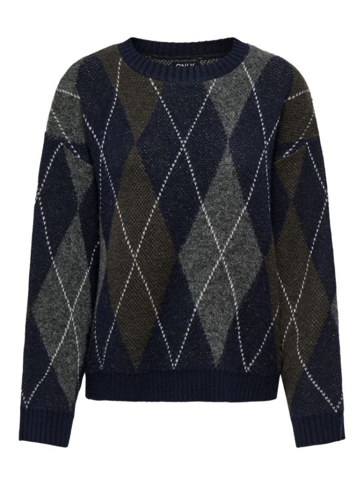 ONLRHOMBUS ARGYLE PULLOVER KNT 194962001 Night