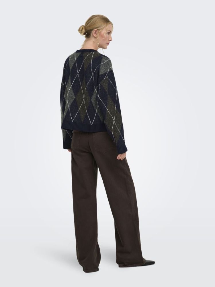 ONLRHOMBUS ARGYLE PULLOVER KNT 194962001 Night