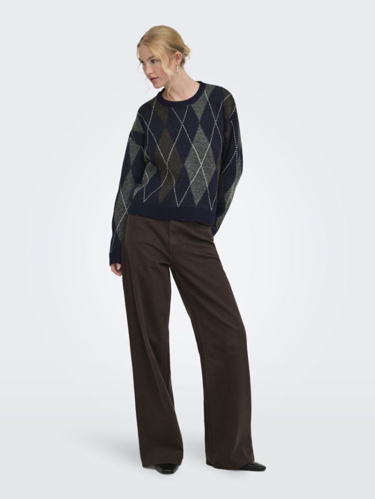 ONLRHOMBUS ARGYLE PULLOVER KNT 194962001 Night