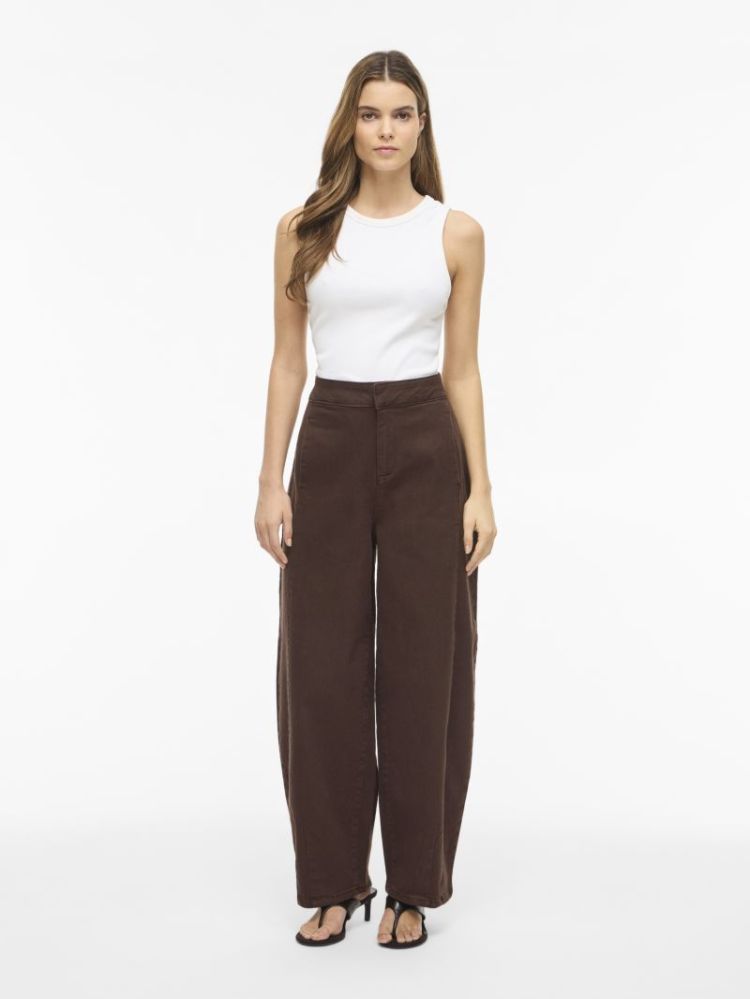 VICHIA HW BARREL JEANS 196326 Coffee B