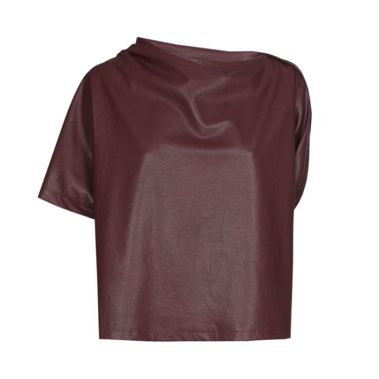 Asymmetrische top in vegan lea 51 Wine Red