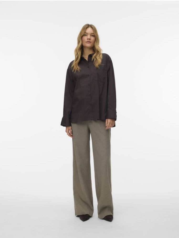 VMLOTUS LS SHIRT WVN NOOS 297957 Chocolat