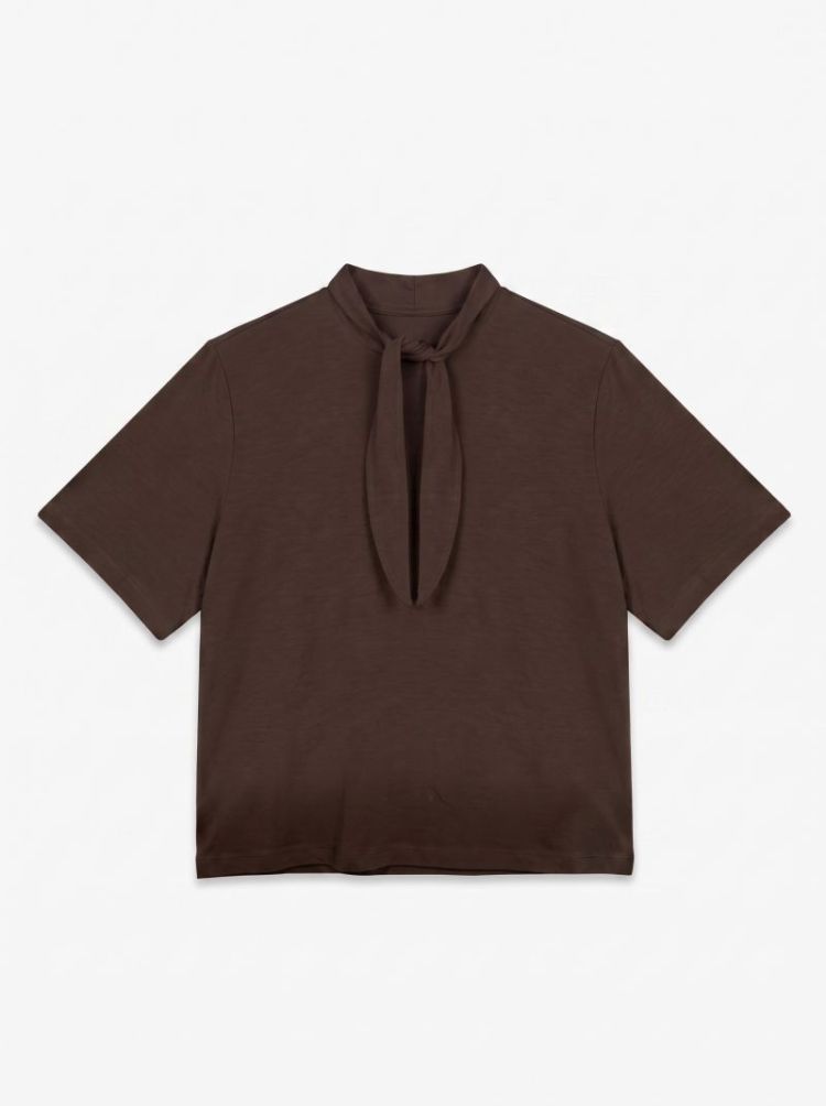 VMKELLY SS TIE DETAIL TEE EXP 297957 Chocolat