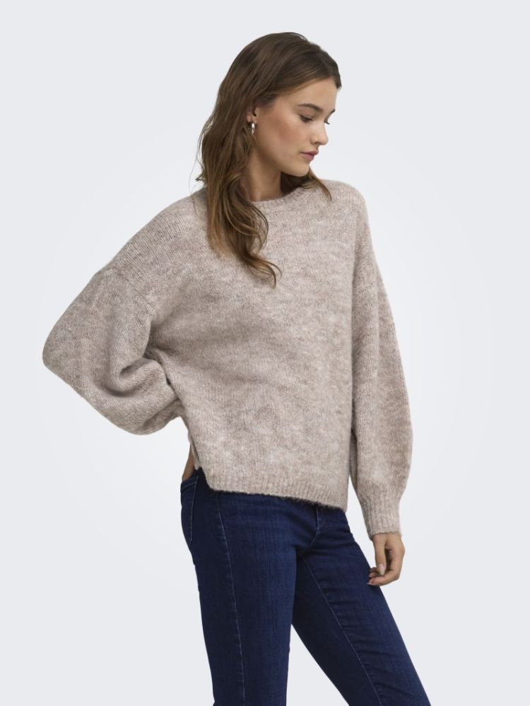 ONLNELLIE LS O-NECK KNT NOOS 278275007 Mocha