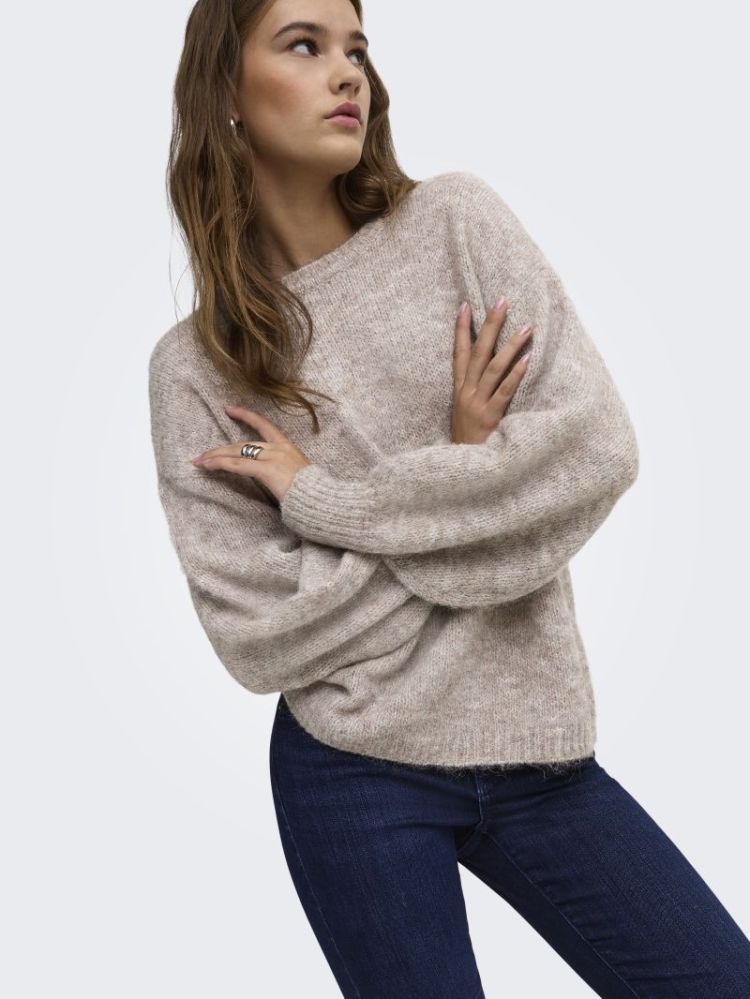 ONLNELLIE LS O-NECK KNT NOOS 278275007 Mocha