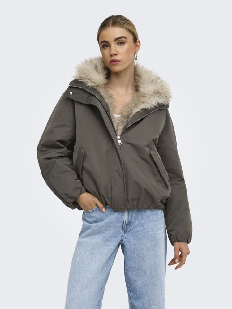 ONLAUDREY FUR COLLAR BOMBER OT 194818001 Black