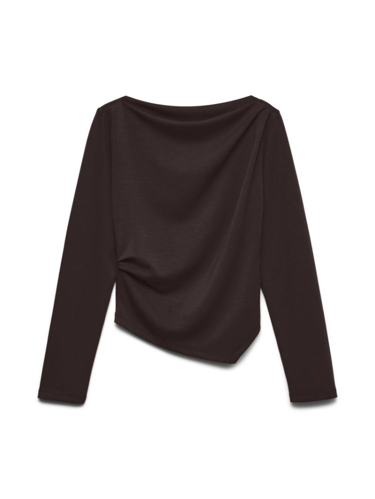 VMMILLE LS BOATNECK SHORT TOP  297957 Chocolat
