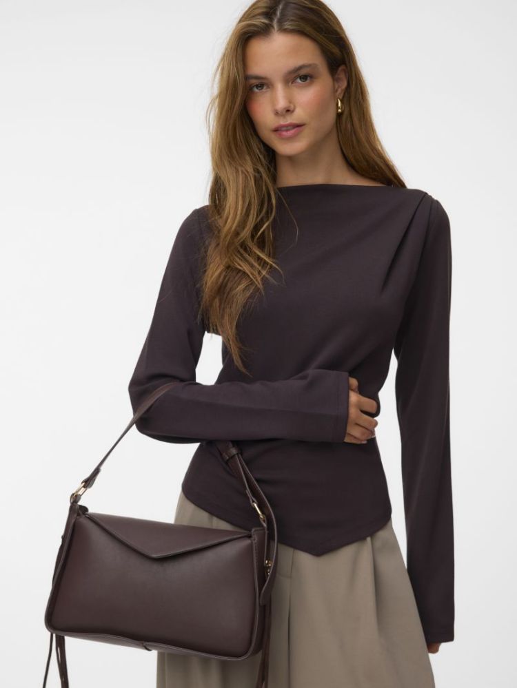 VMMILLE LS BOATNECK SHORT TOP  297957 Chocolat