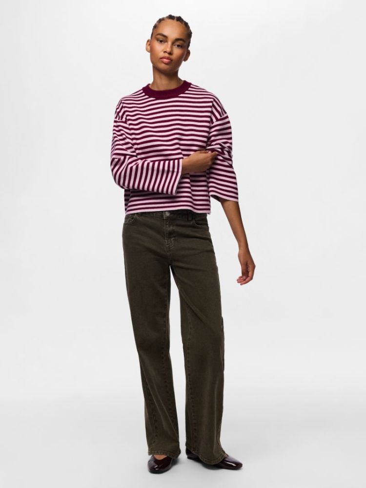 PCJASSY LS O-NECK KNIT NOOS BC 286255012 Raspb