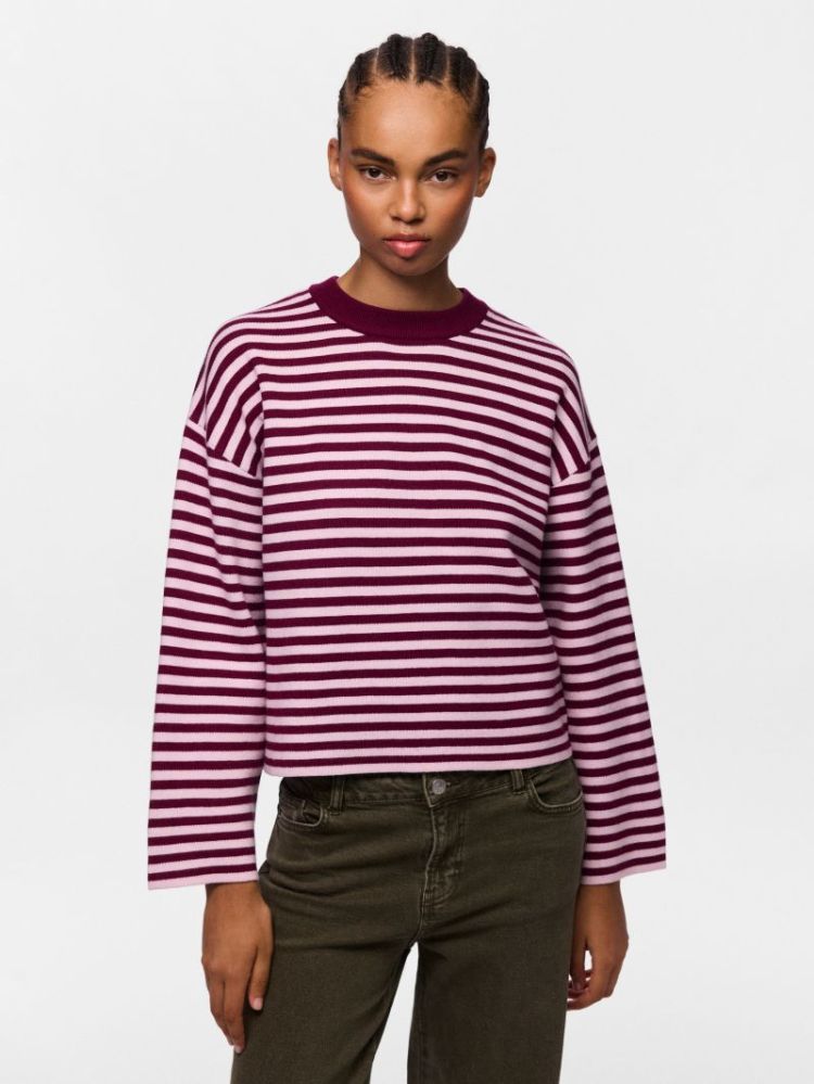 PCJASSY LS O-NECK KNIT NOOS BC 286255012 Raspb