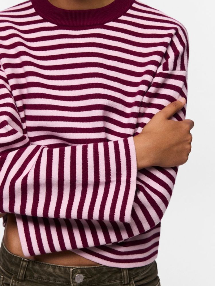 PCJASSY LS O-NECK KNIT NOOS BC 286255012 Raspb