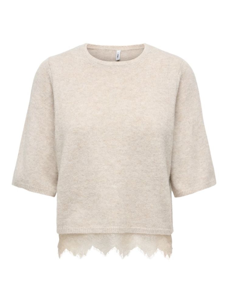 ONLALIVIA SS O-NECK LACE MIX K 180069001 Beige