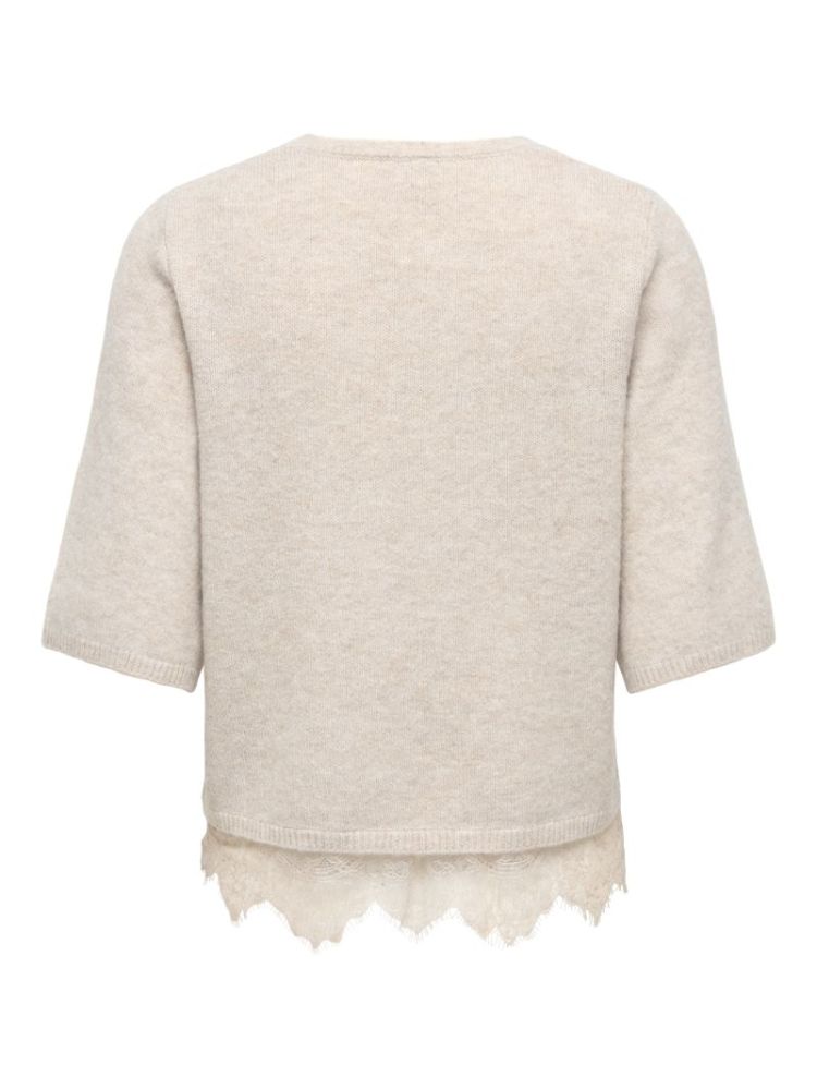 ONLALIVIA SS O-NECK LACE MIX K 180069001 Beige