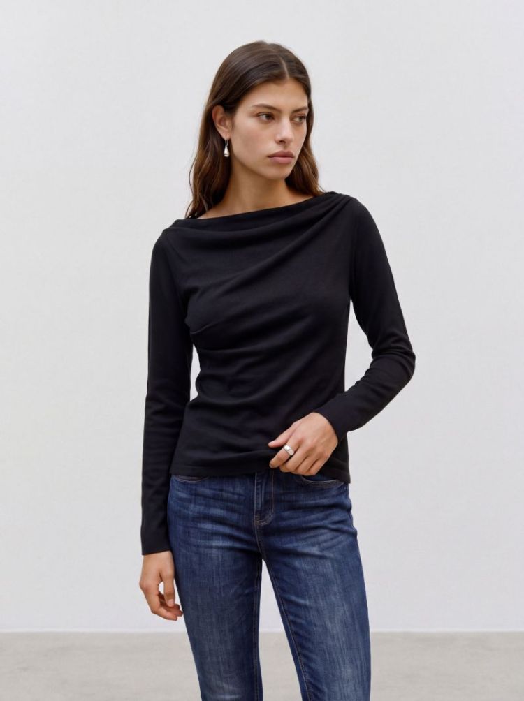 VMSOFINE KNIT LS BOATNECK PULL 177868 Black