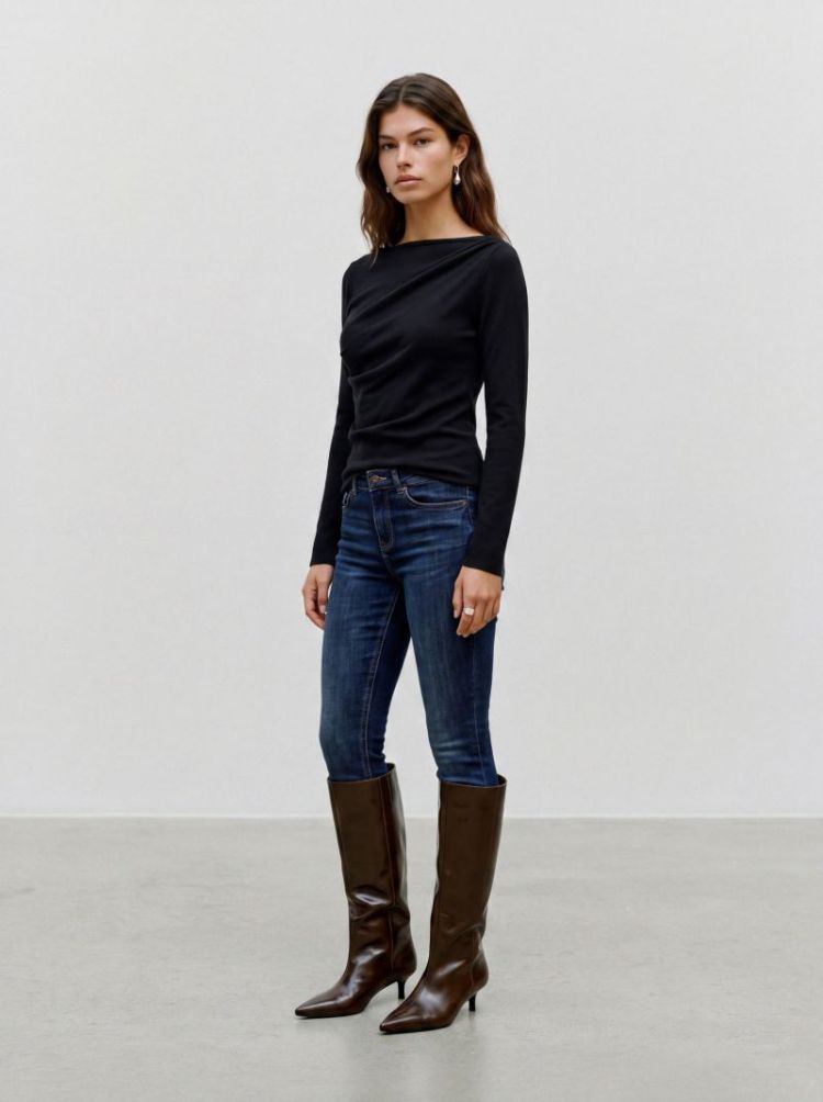 VMSOFINE KNIT LS BOATNECK PULL 177868 Black