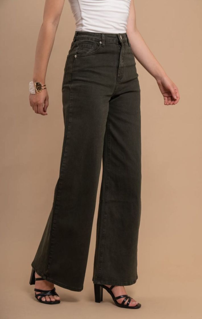  kaki wide leg
