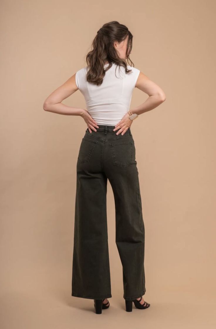  kaki wide leg