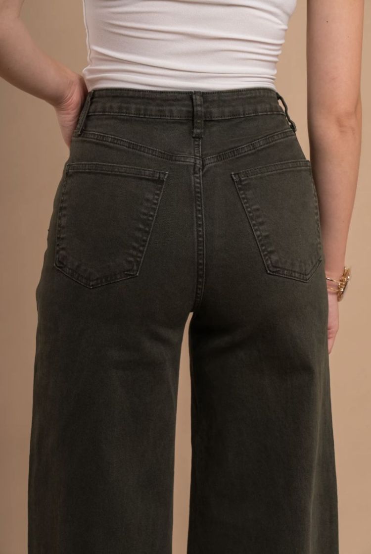 kaki wide leg